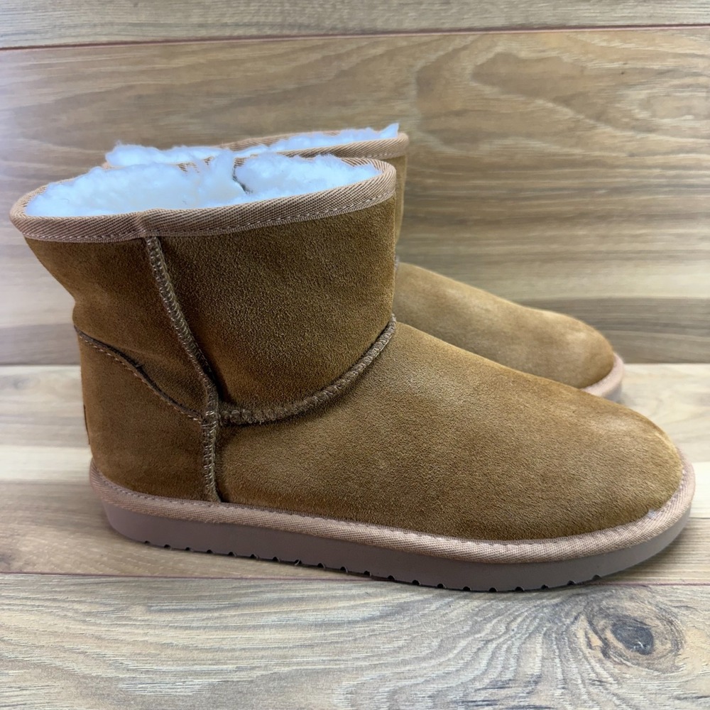 UGG Koolaburra Classic Mini Boots Big Girls Youth 5 Zip Chestnut Faux Sherpa